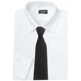 Boys White Formal Shirt & Black Dot Tie